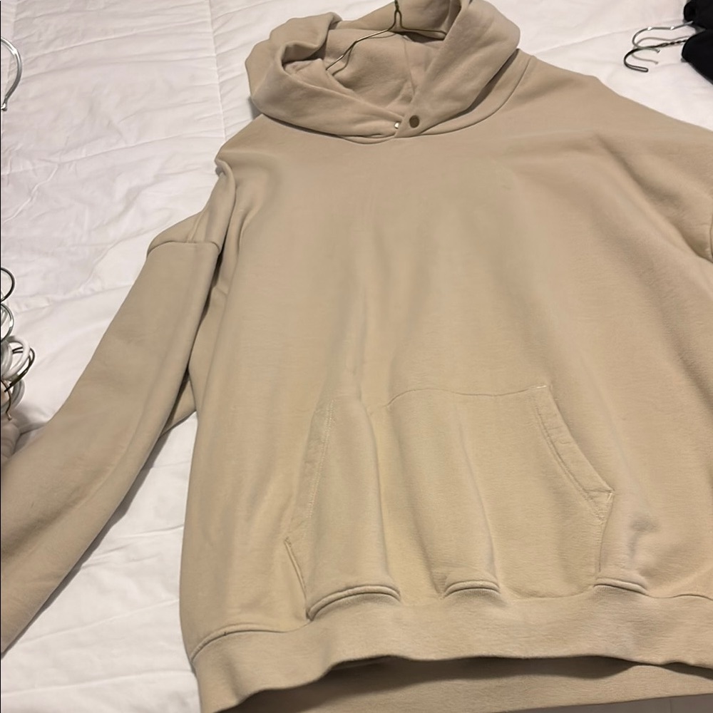 Beige Hoodie with Front Pocket